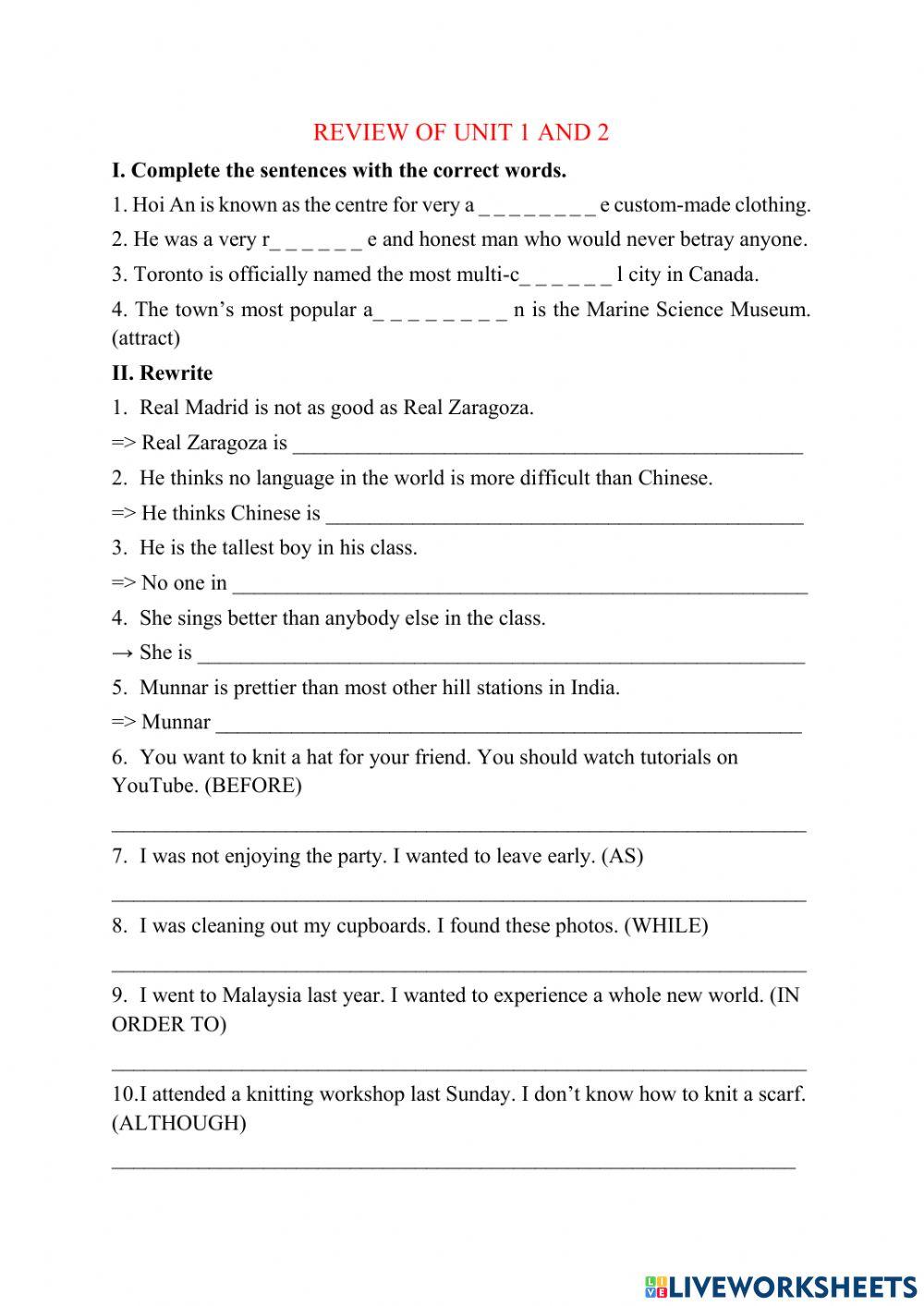 Revision of comparision and compound sentences