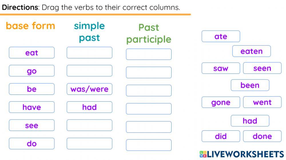 Simple past and past participle