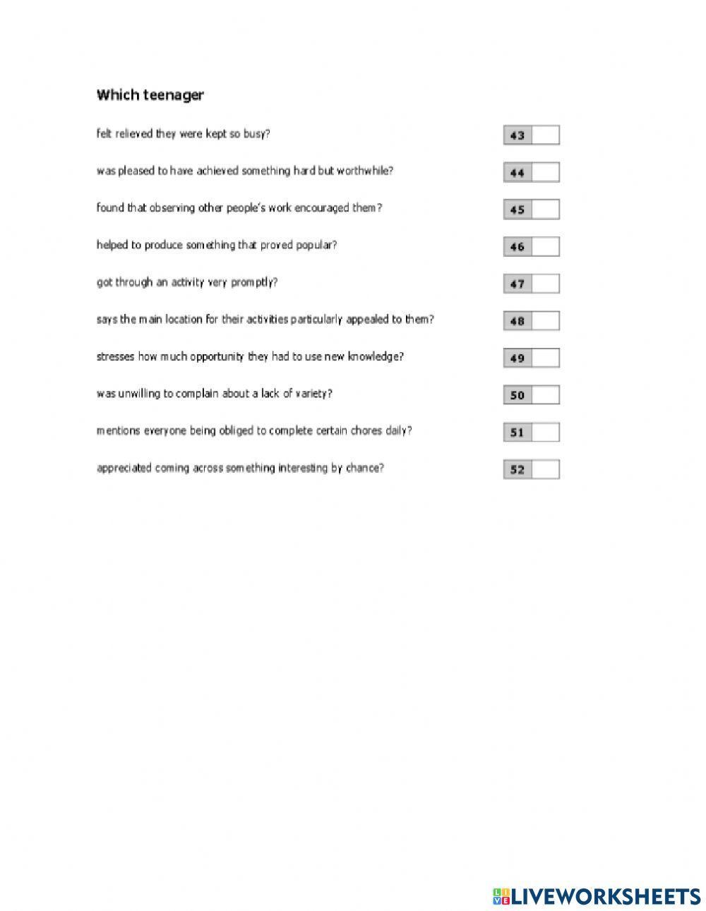 Reading comprehension