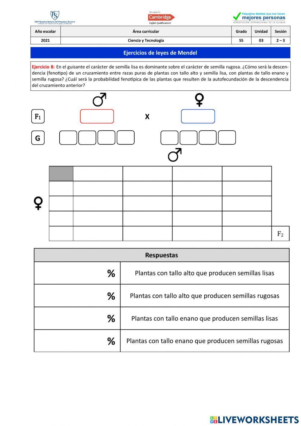 Ejercicio 8 - Leyes de Mendel