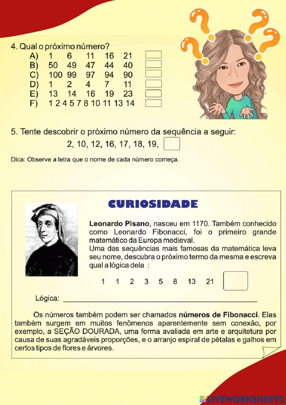 Sequência Numérica Sequência Numérica