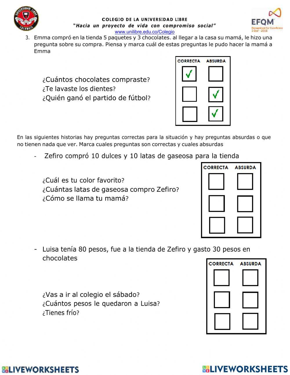 Problemas de suma y resta