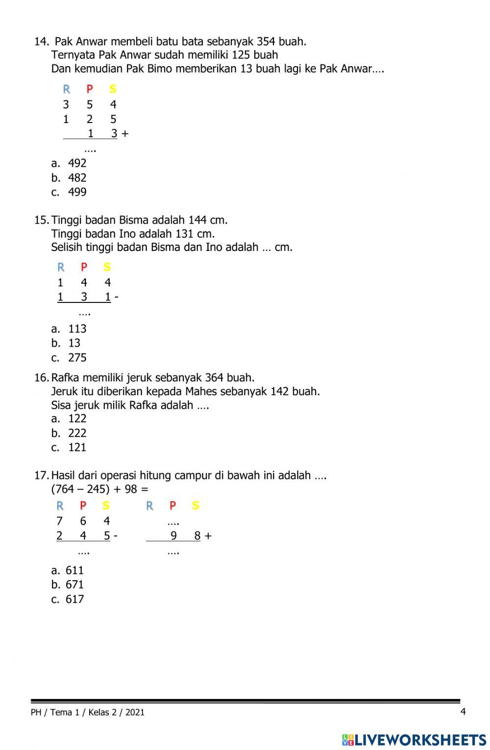 Penilaian Harian Matematika