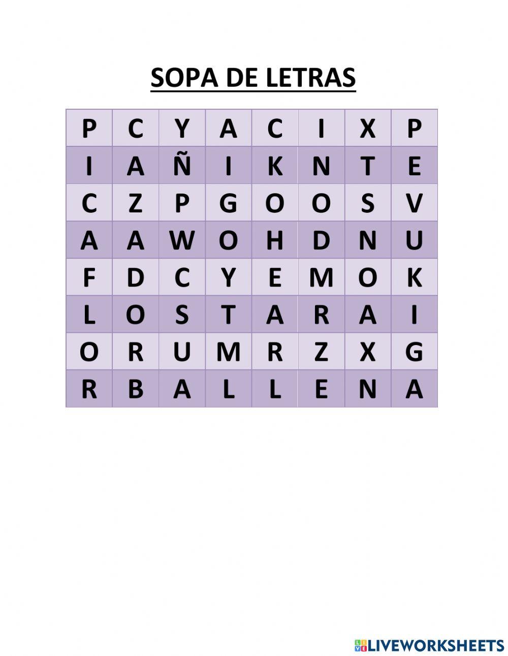 Sopa de letras leyendas