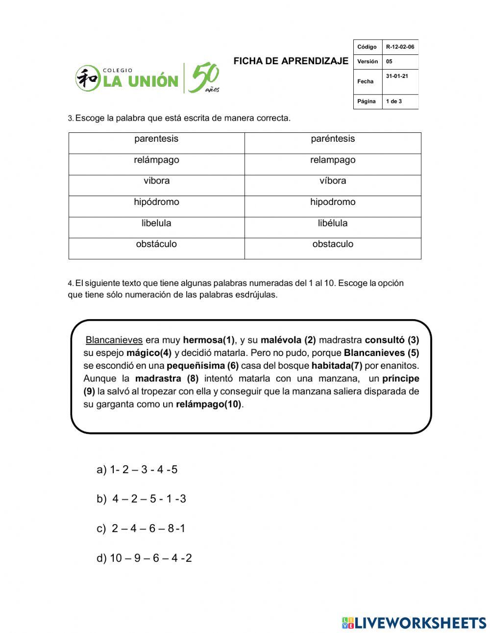 Palabras esdrújulas