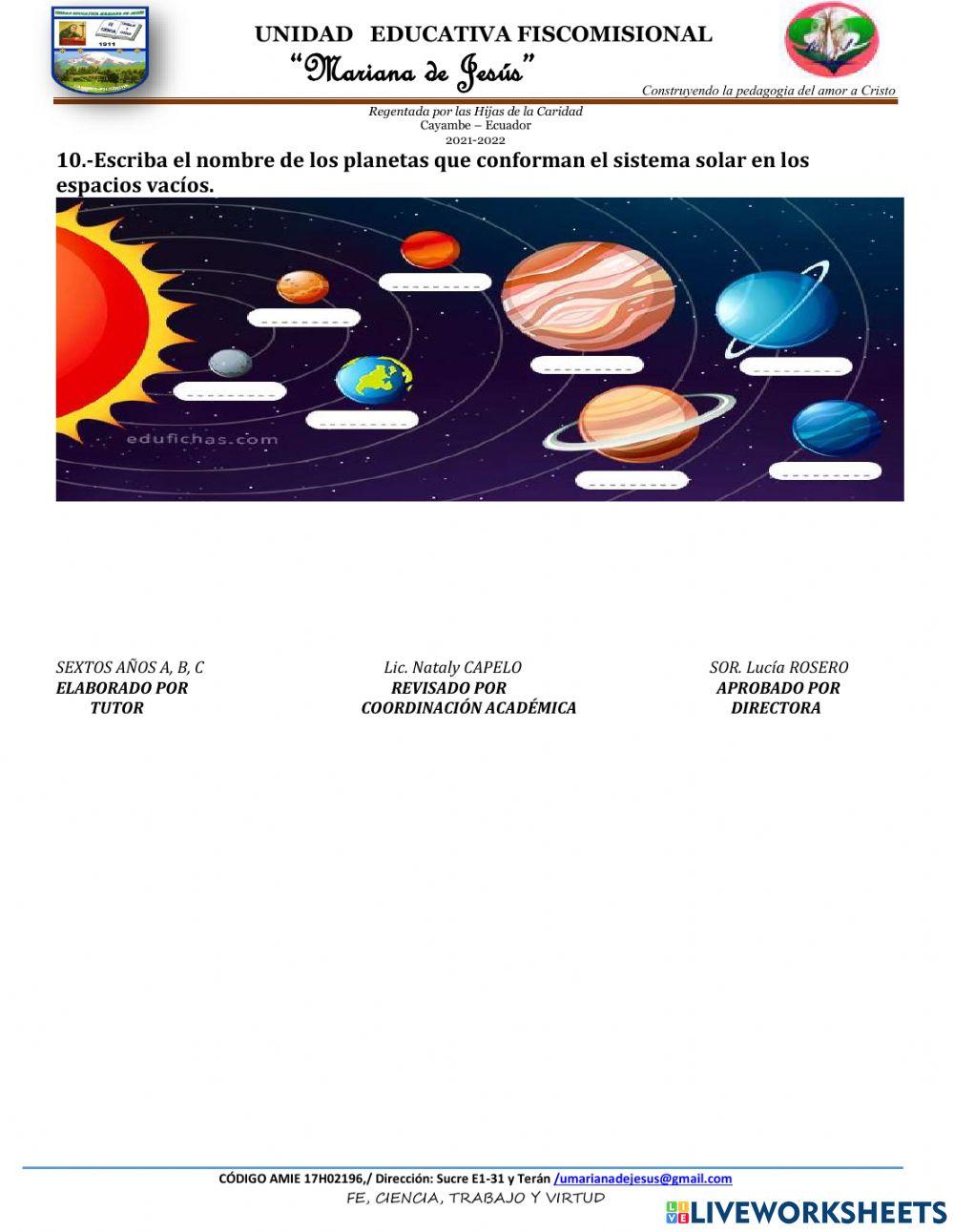 Prueba de diagnóstico de Ciencias Naturales