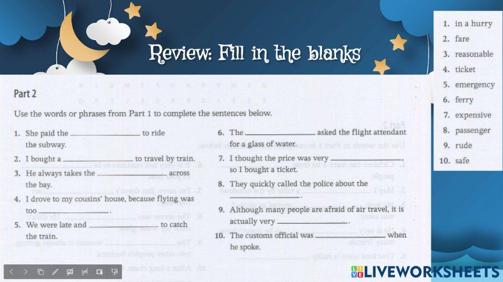 Review - Fill in the blanks