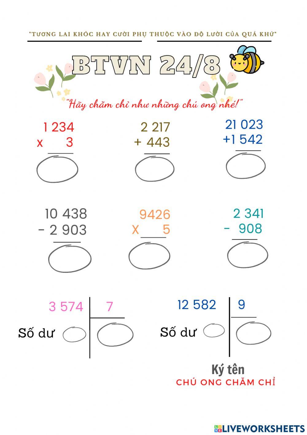 Toán - Đặt tính rồi tính