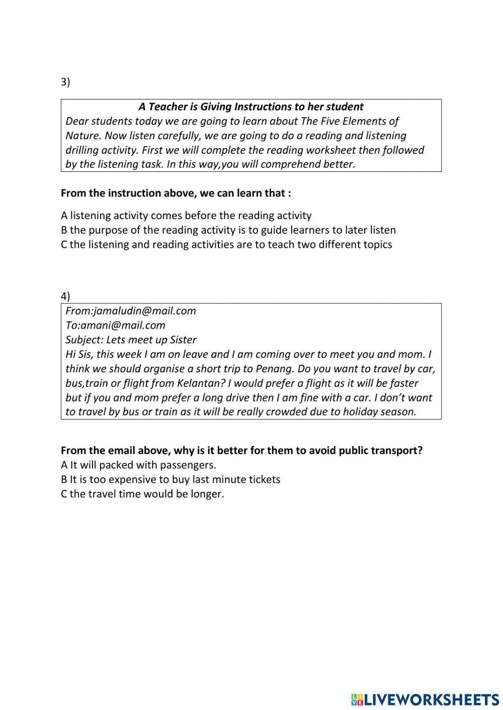 Reading and the use of english