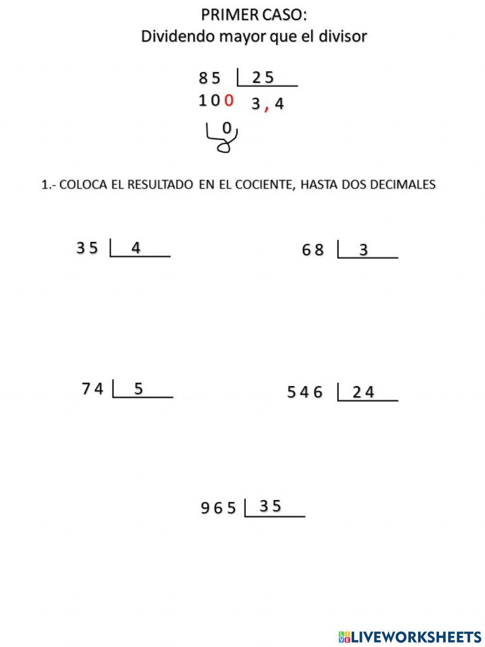 Dividendo mayor que el divisor