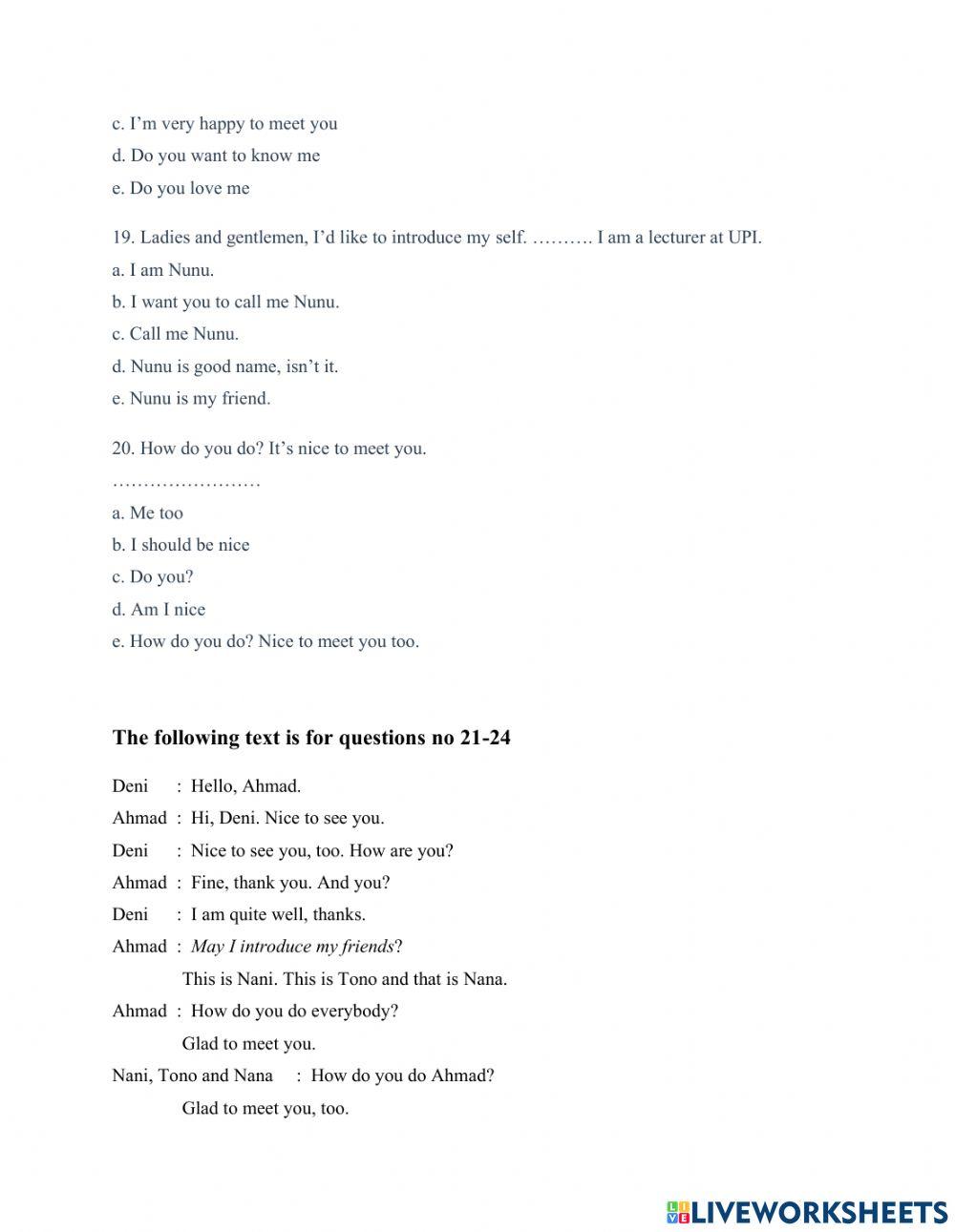 Ulangan self introduction