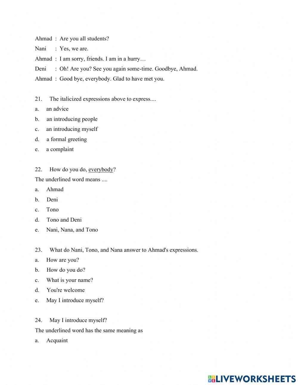 Ulangan self introduction