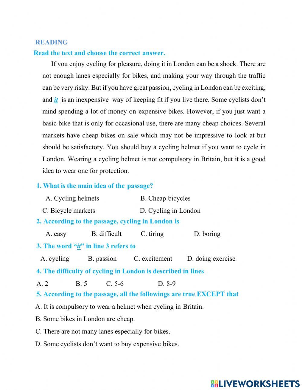 E7 - Unit 1 Hobby reading