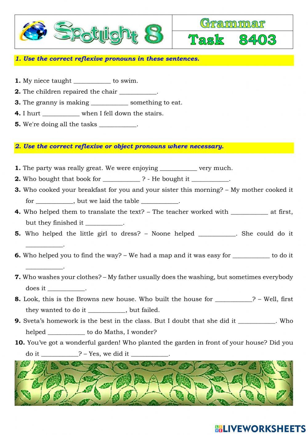 Spotlight 8 Task 8403