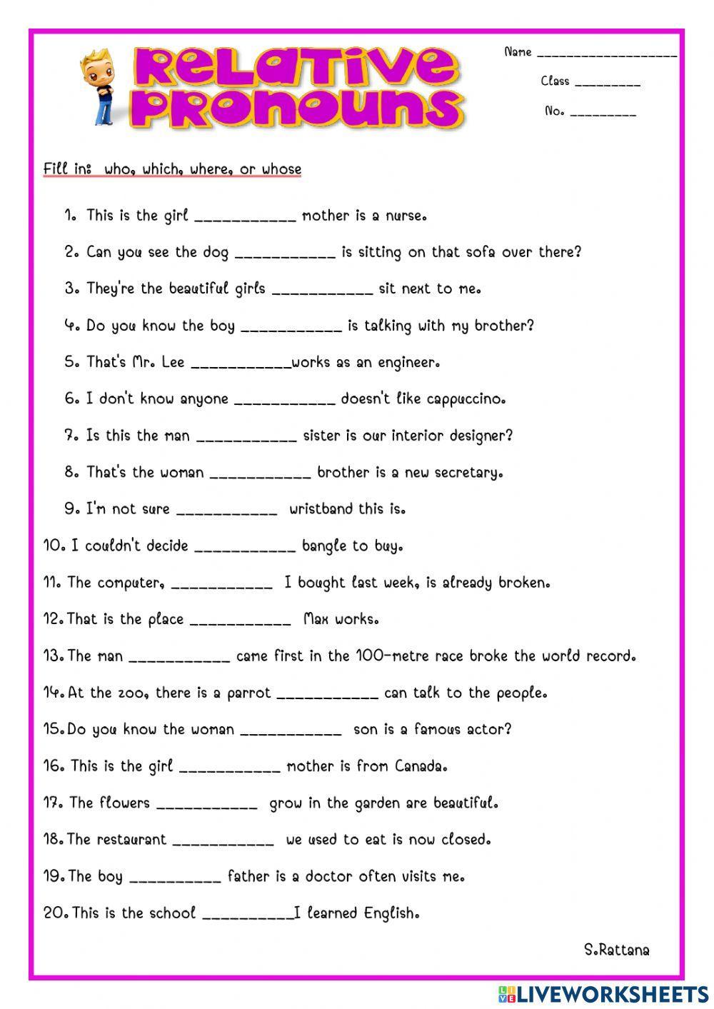 Relative pronoun Relative pronoun
