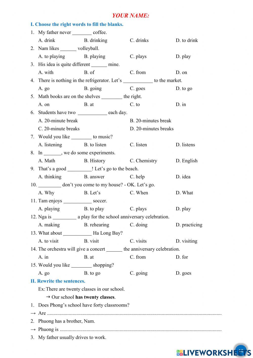 Tieng Anh 6 - Unit 1,2 (BVV)