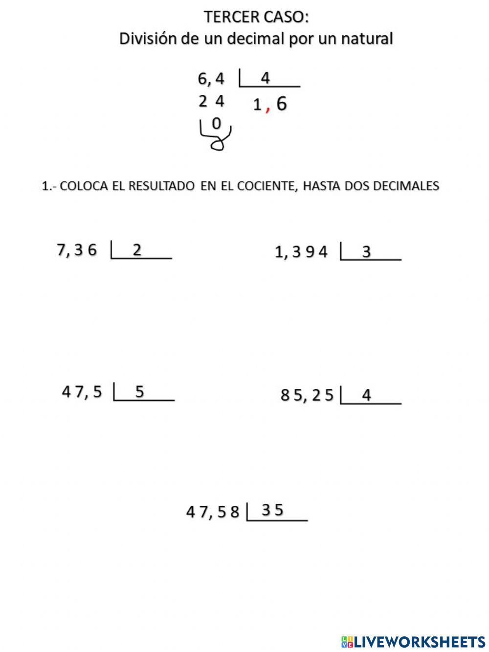 Decimal entre natural