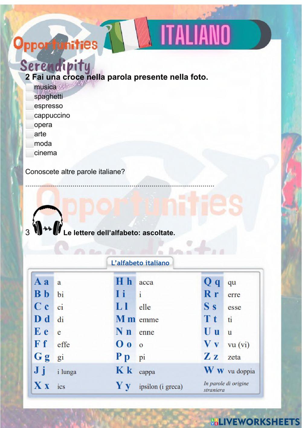 Progetto italiano Clase 1