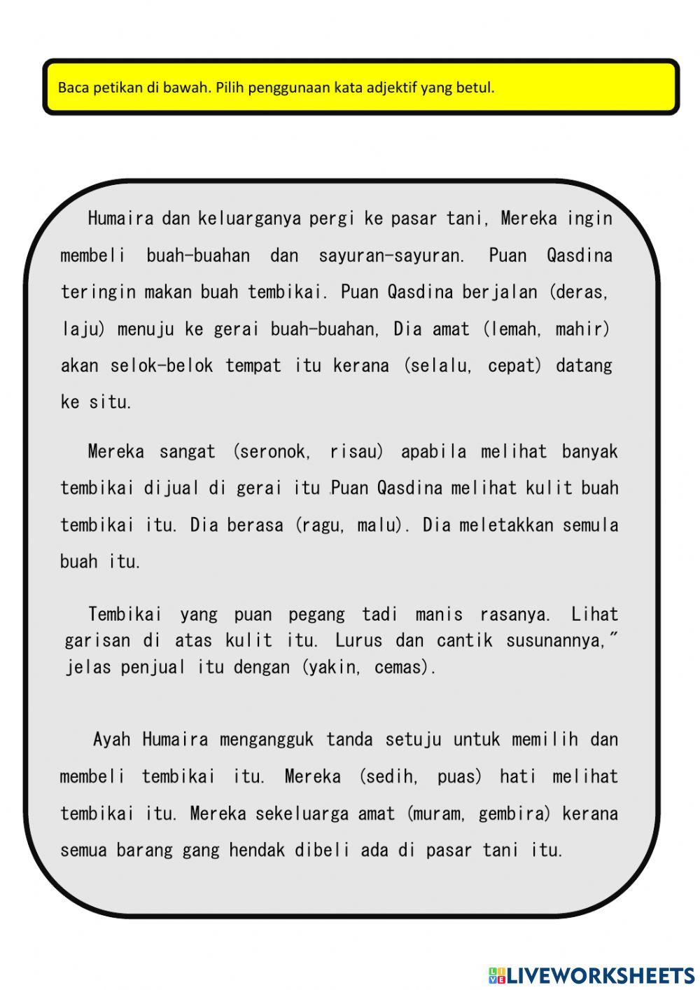 Kata adjektif cara dan kata adjektif perasaan