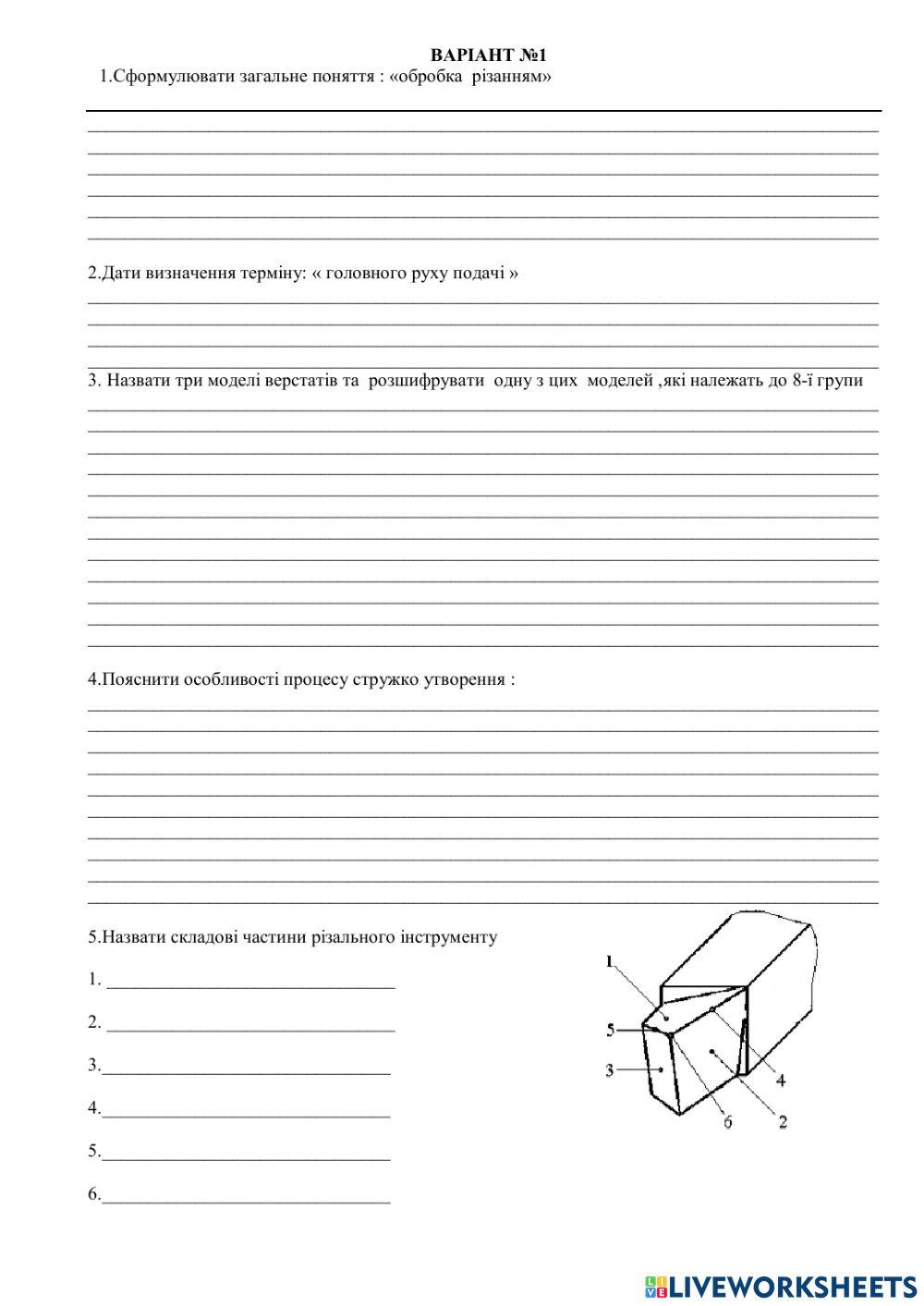 Робочий аркуш варіант 1