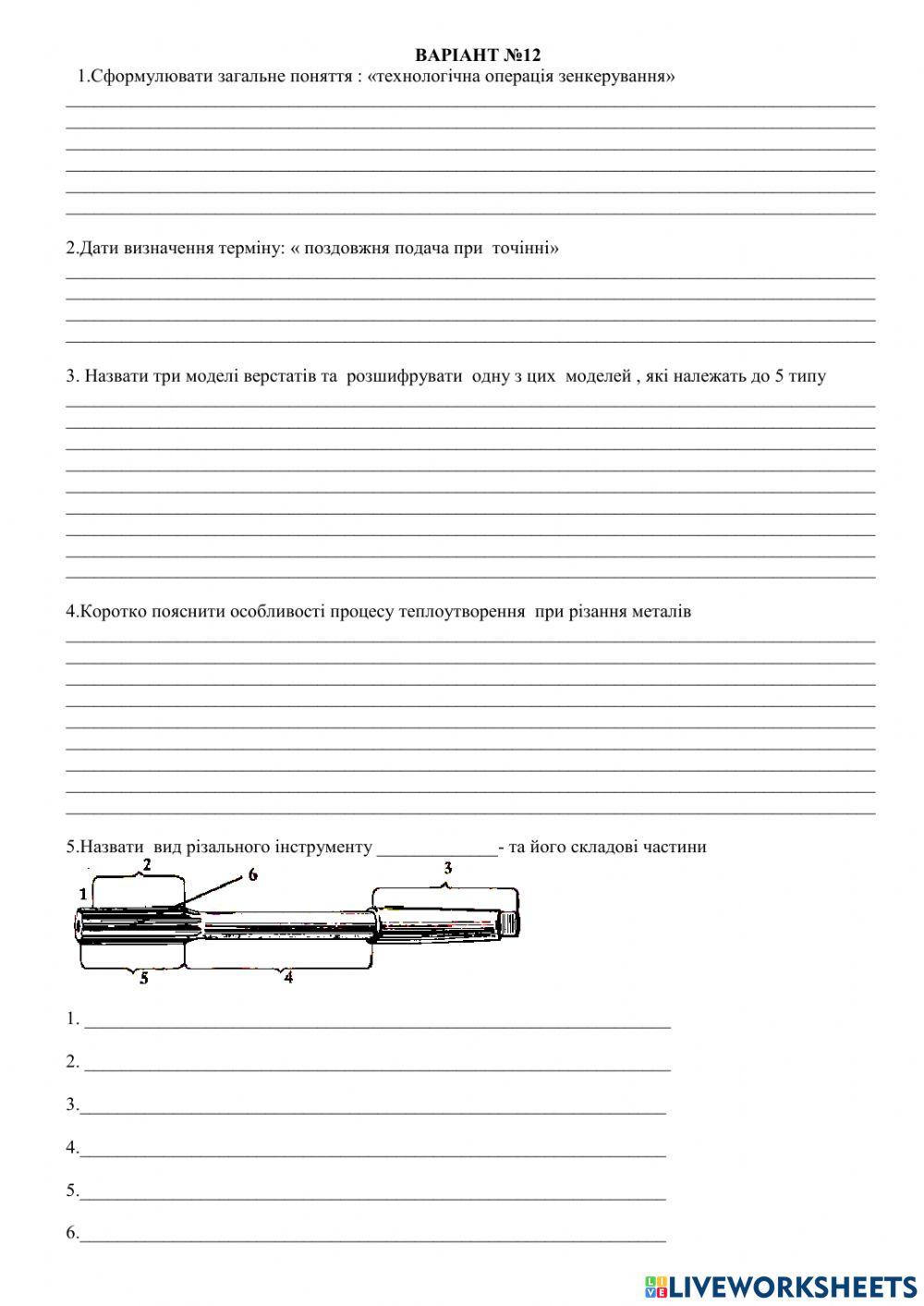 Робочий аркуш варіант 12