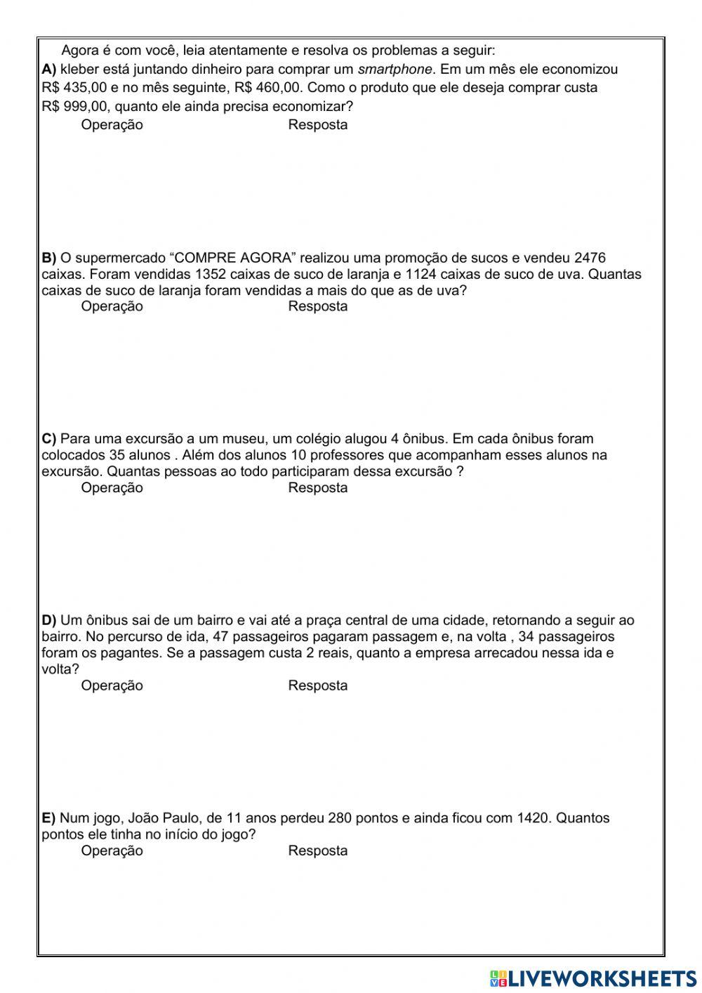 Avaliação diagnóstica - 6° ano