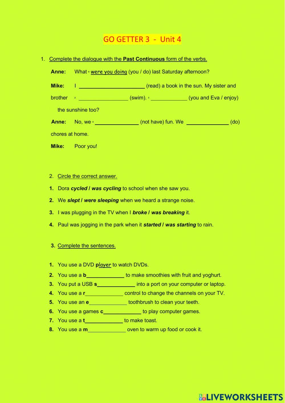 Past continuous and past simple