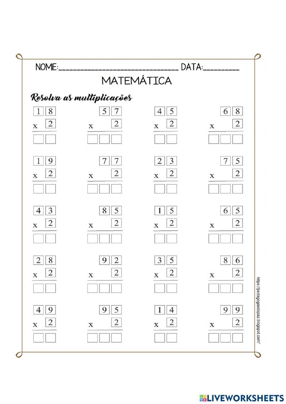 Multiplicação com Reagrupamento