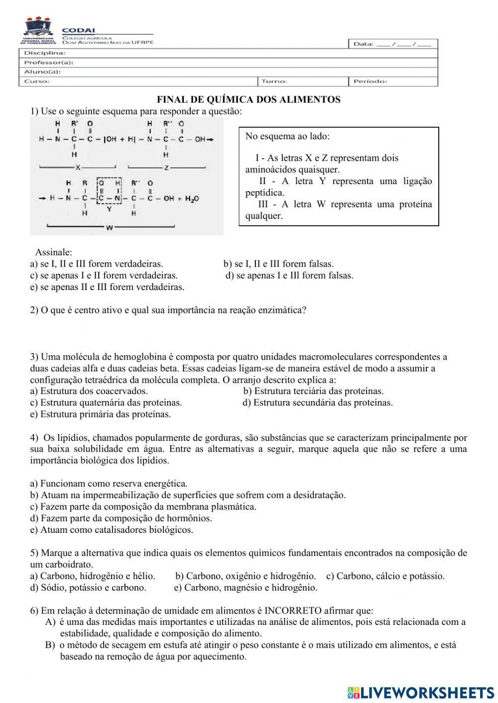 Final de Química dos Alimentos