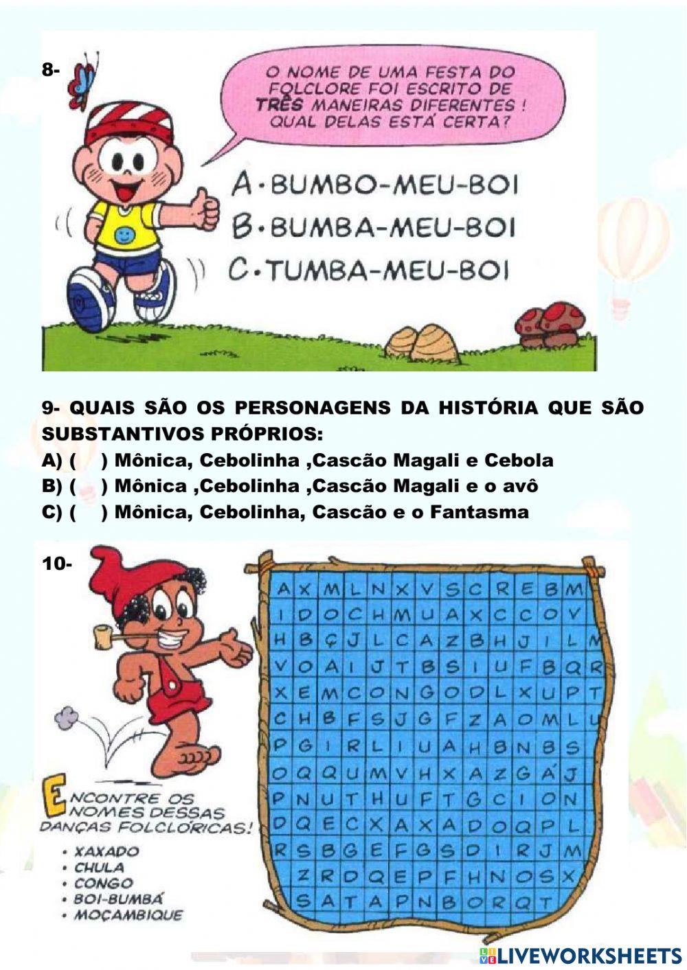 ESTUDO DIRIGIDO SA OBRA - FOLCLORE DA TURMA DA MONICA