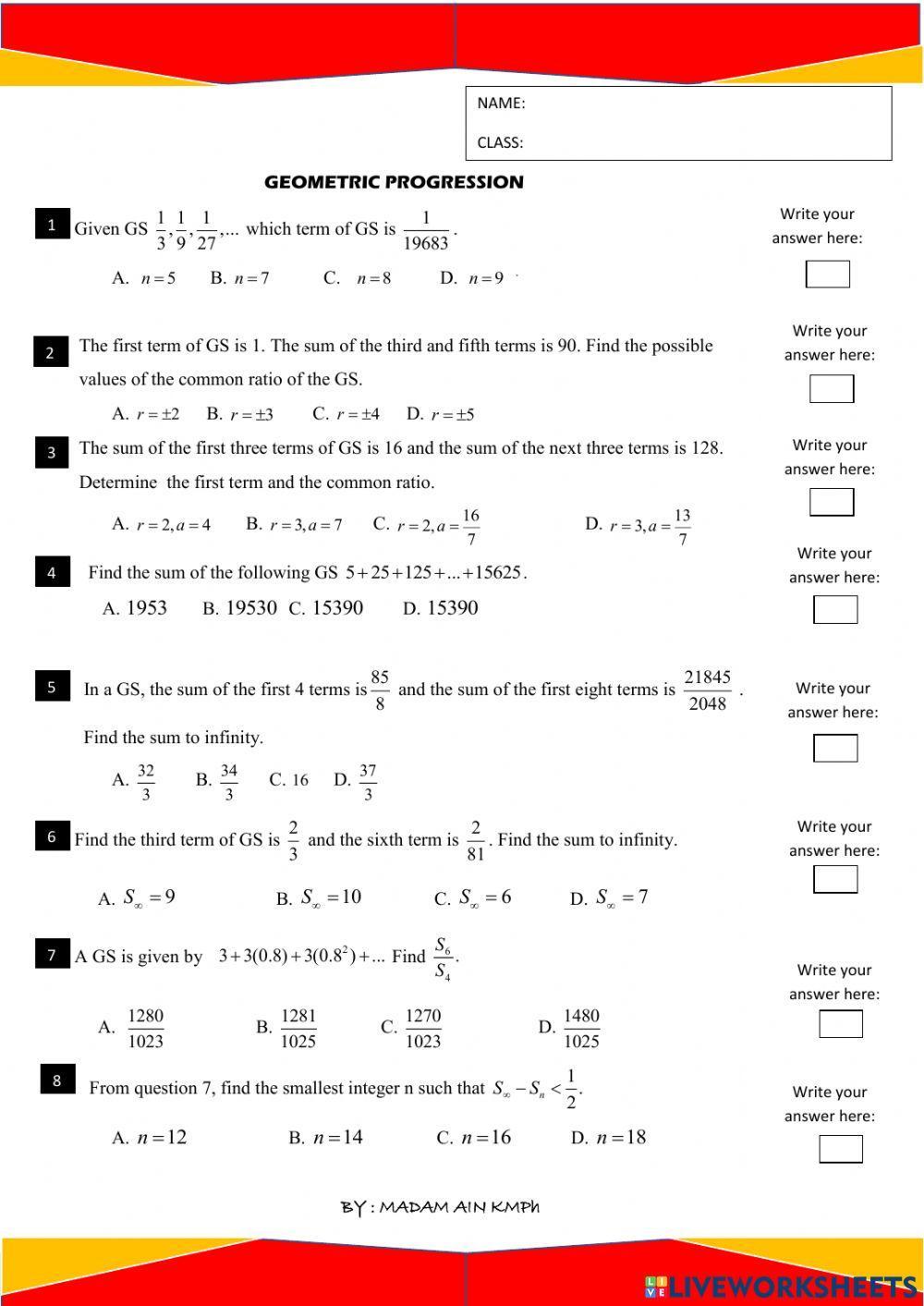 1290787 Geometric Progression Madam ain256 1290787 Geometric Progression Madam ain256