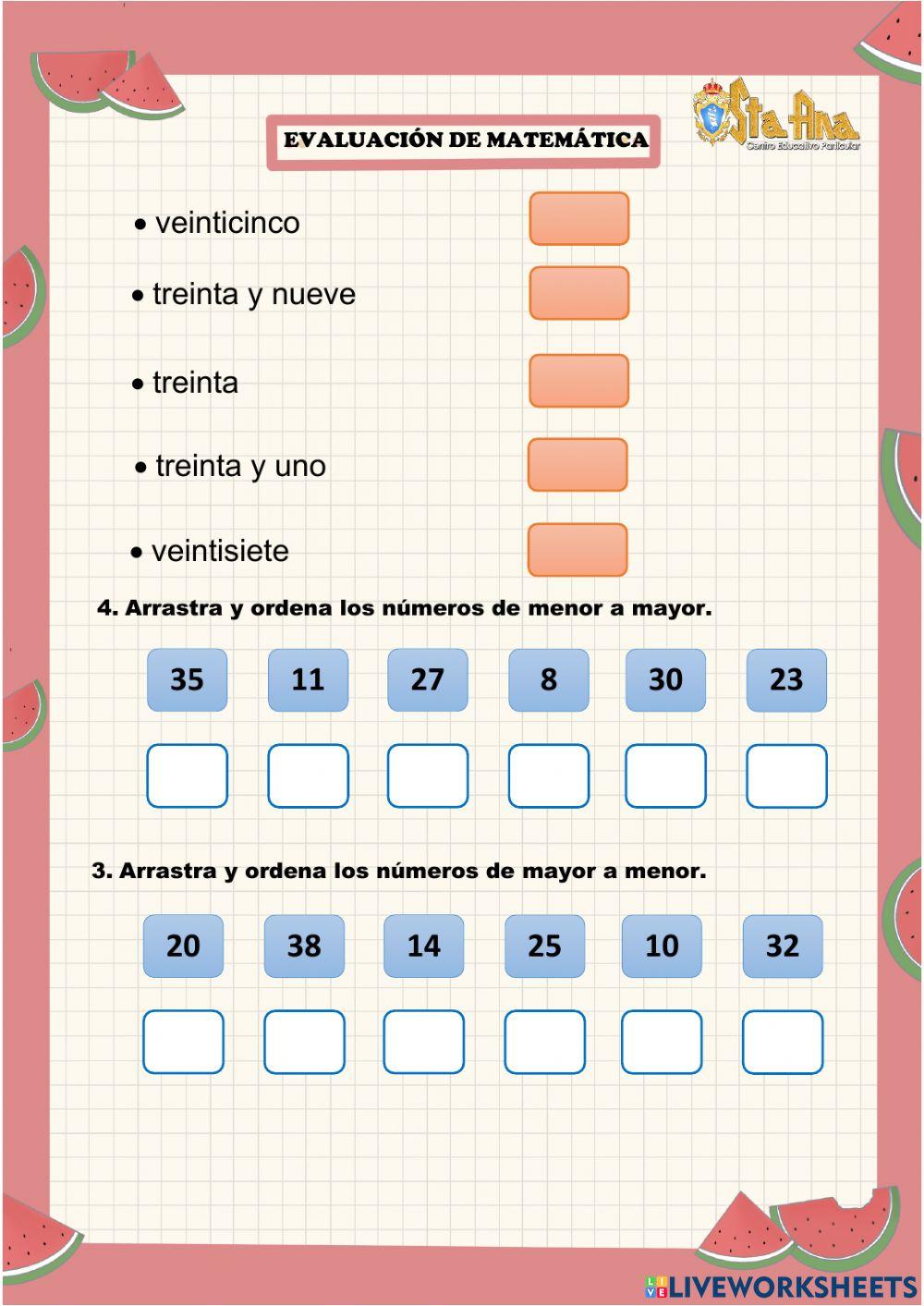 Evaluacion de matematica