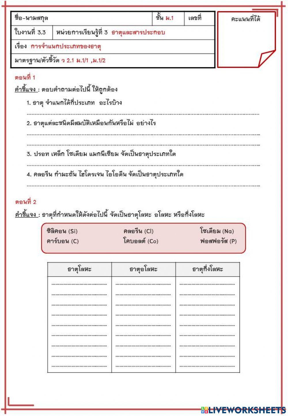 ธาตุและสารประกอบ