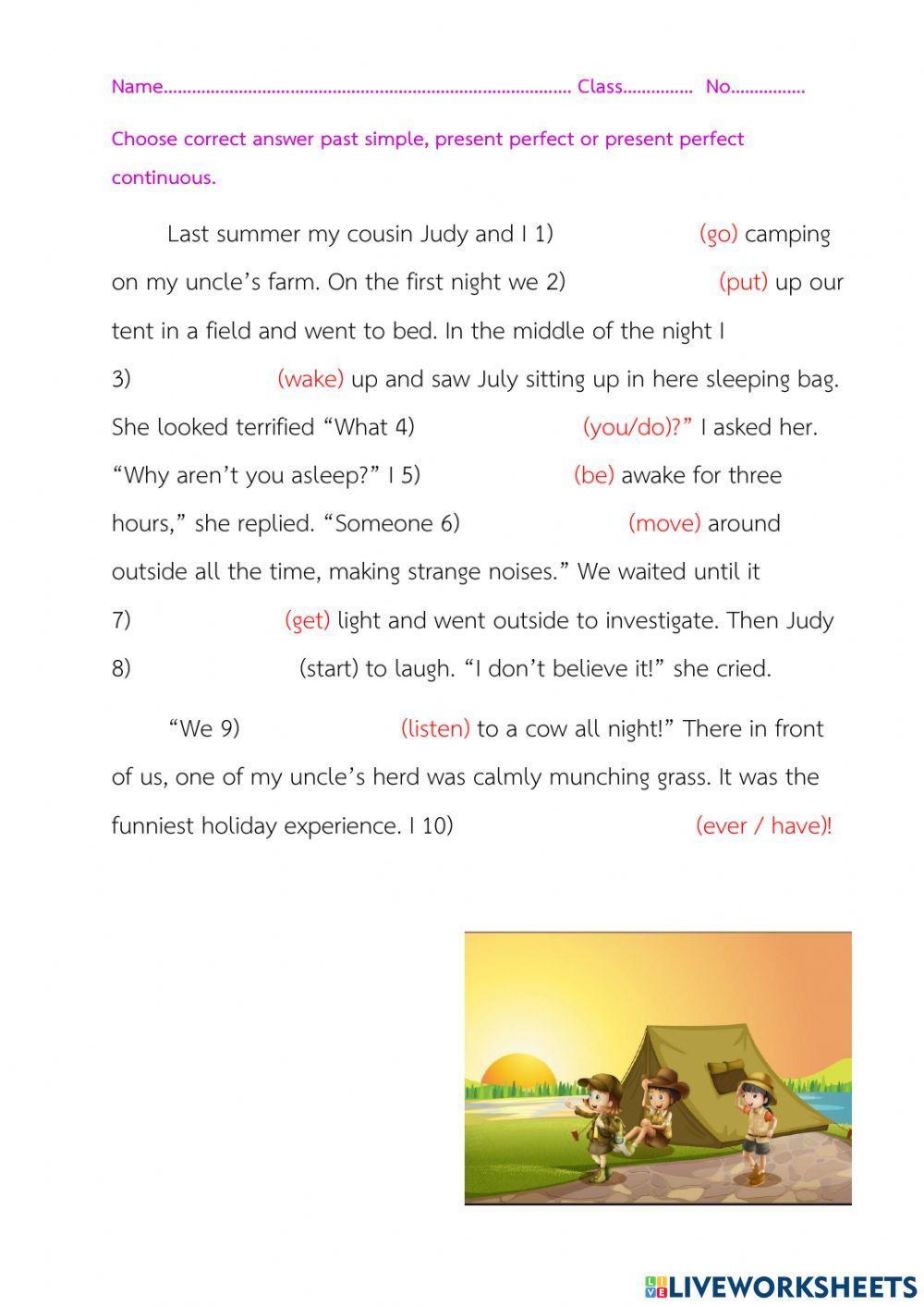 Past simple, Present perfect, Present perfect continuous