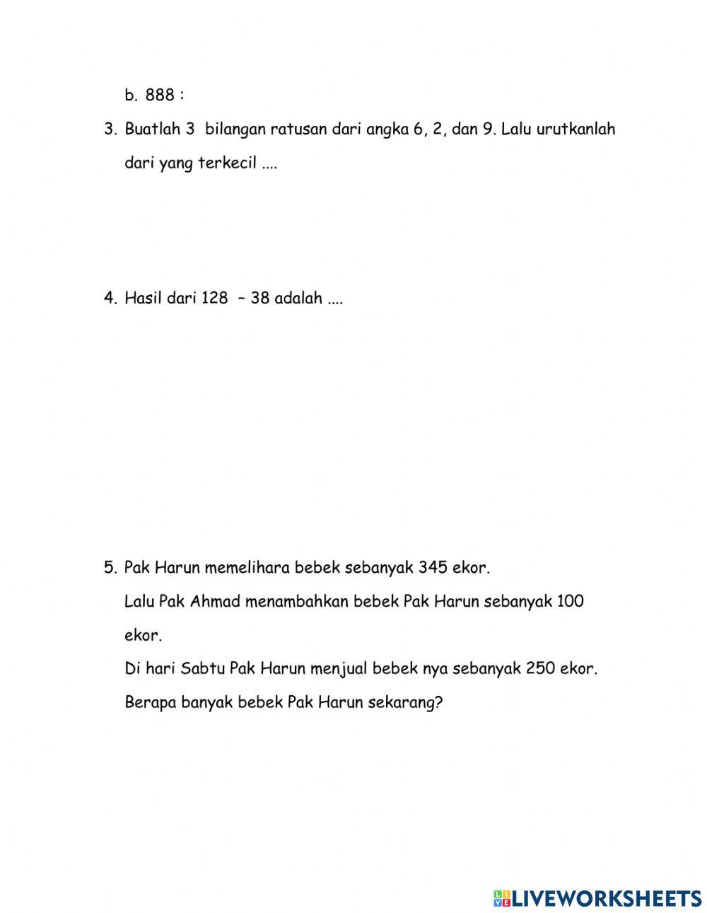 Evaluasi modul 1 matematika kelas 2