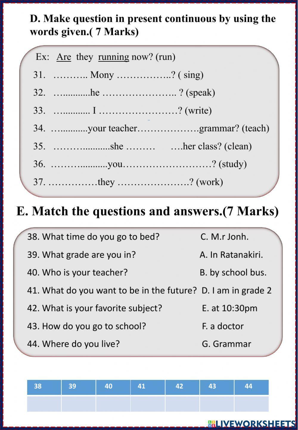 Grammar Q4 Examination