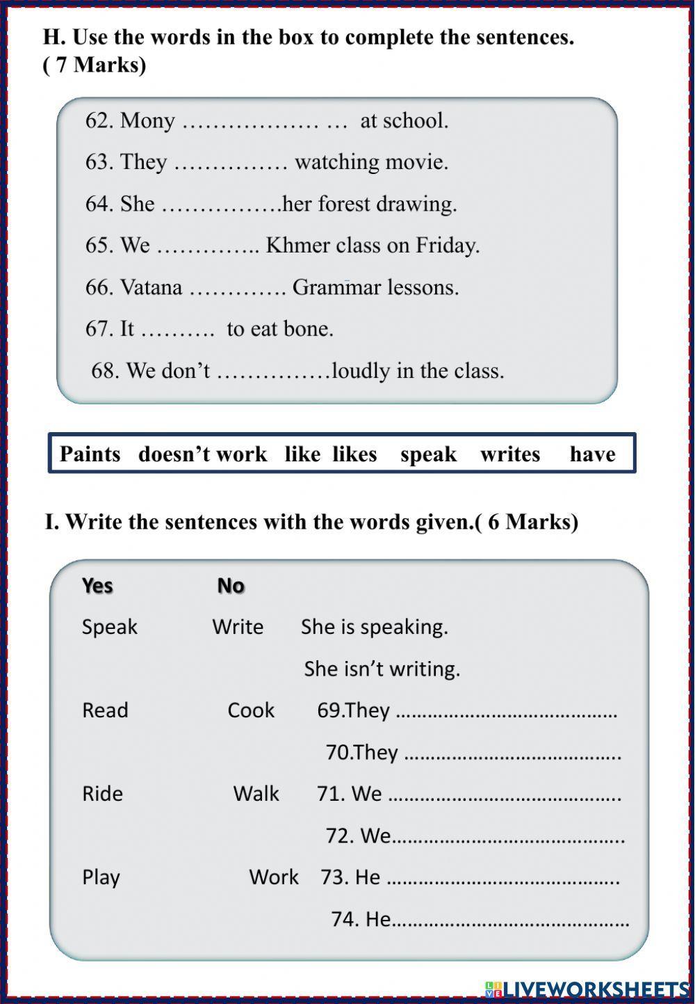 Grammar Q4 Examination