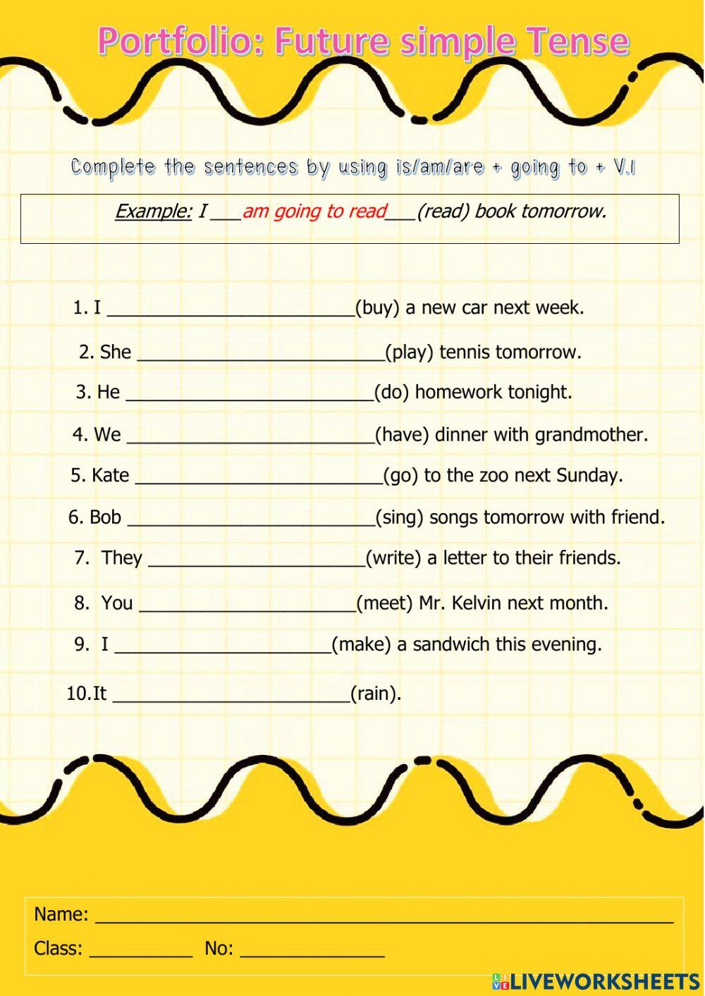 Portfolio: Future Simple Tense be going to