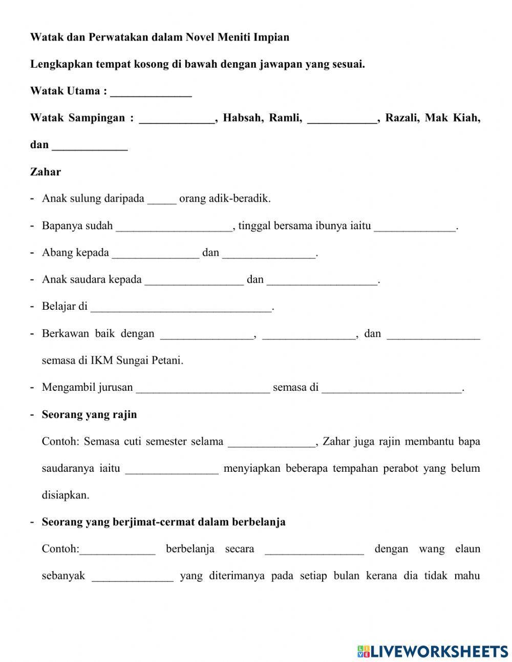 Novel Meniti Impian (Watak dan Perwatakan)