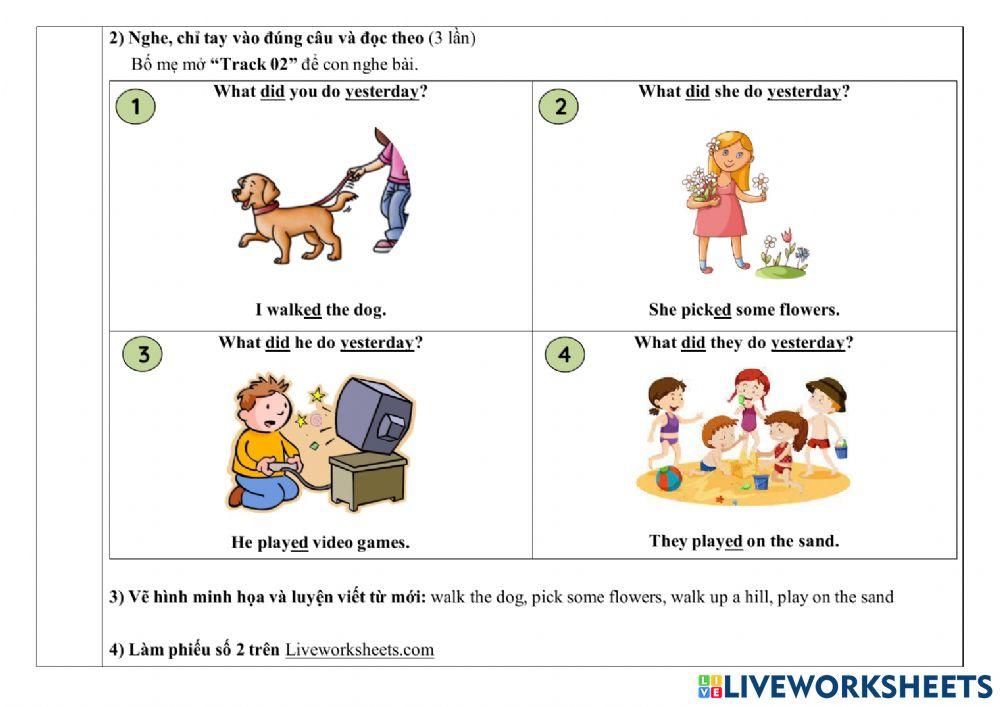 Phiếu giao bài môn Tiếng Anh tuần 3 tháng 8