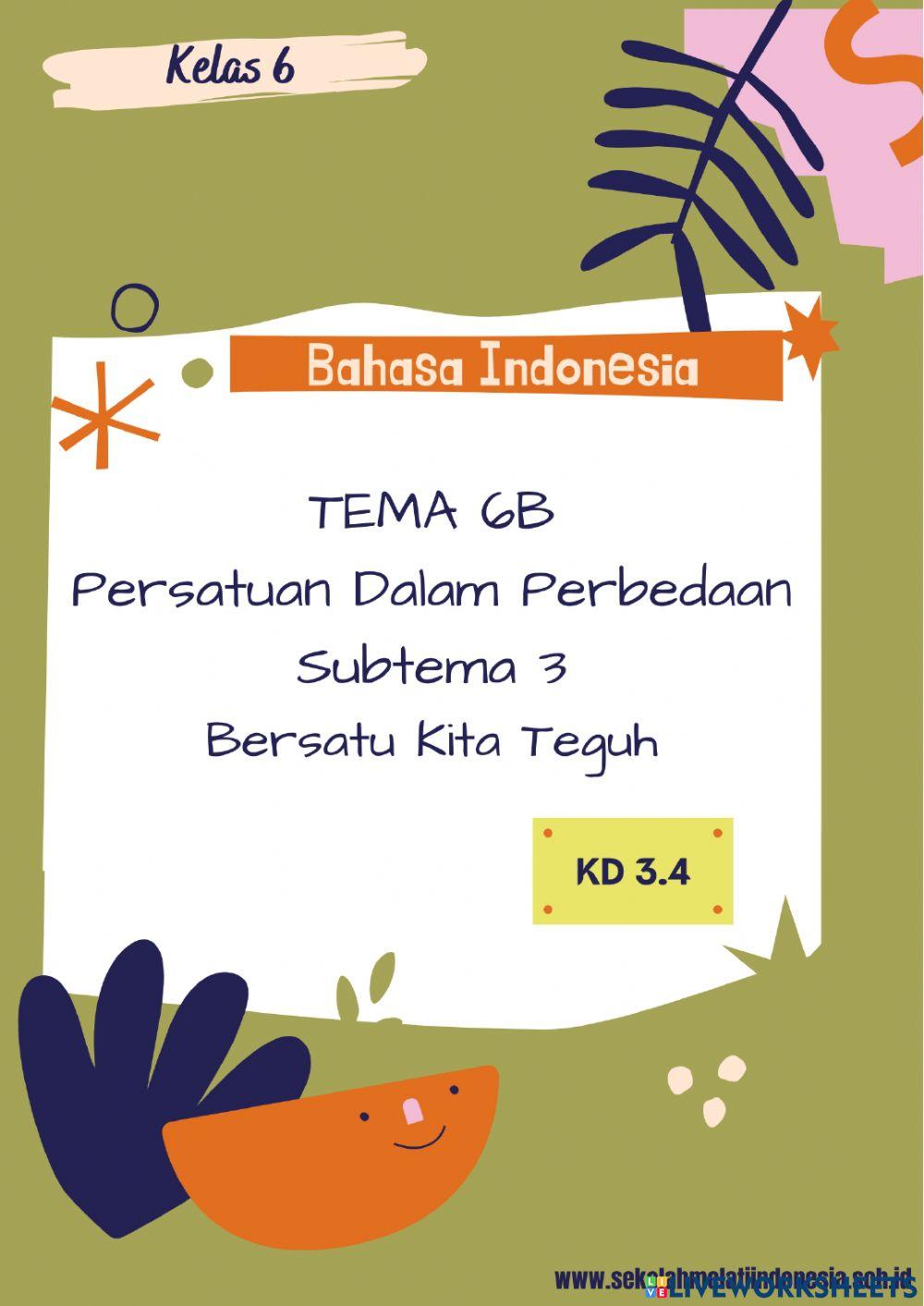 Bahasa indonesia Tema 2 Subtema 3 Sd 6