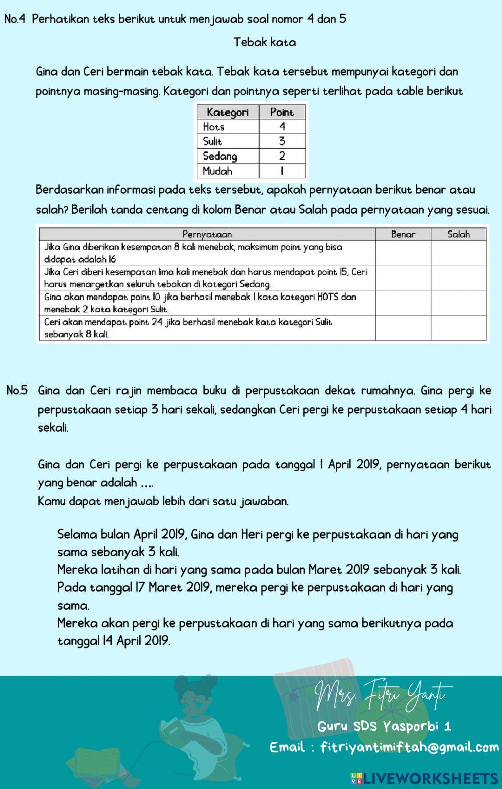 Latihan AKM NUMERASI Latihan AKM NUMERASI