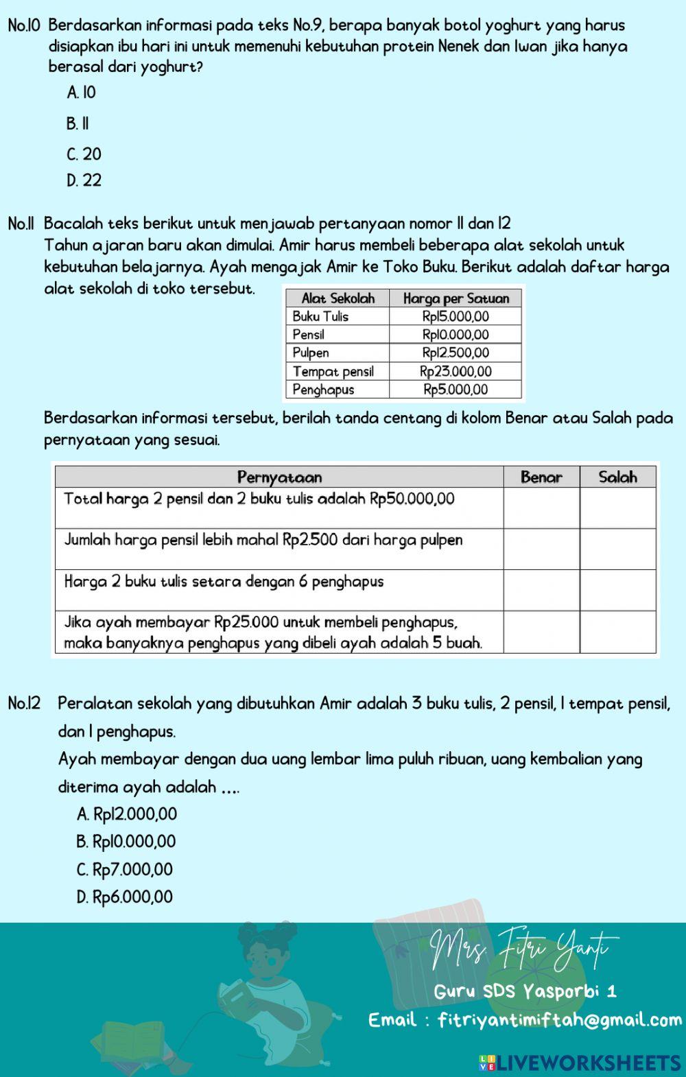 Latihan AKM NUMERASI Latihan AKM NUMERASI