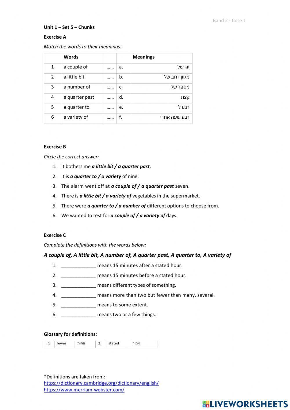 Band 2 (Core 1) - Unit 1 - Set 5