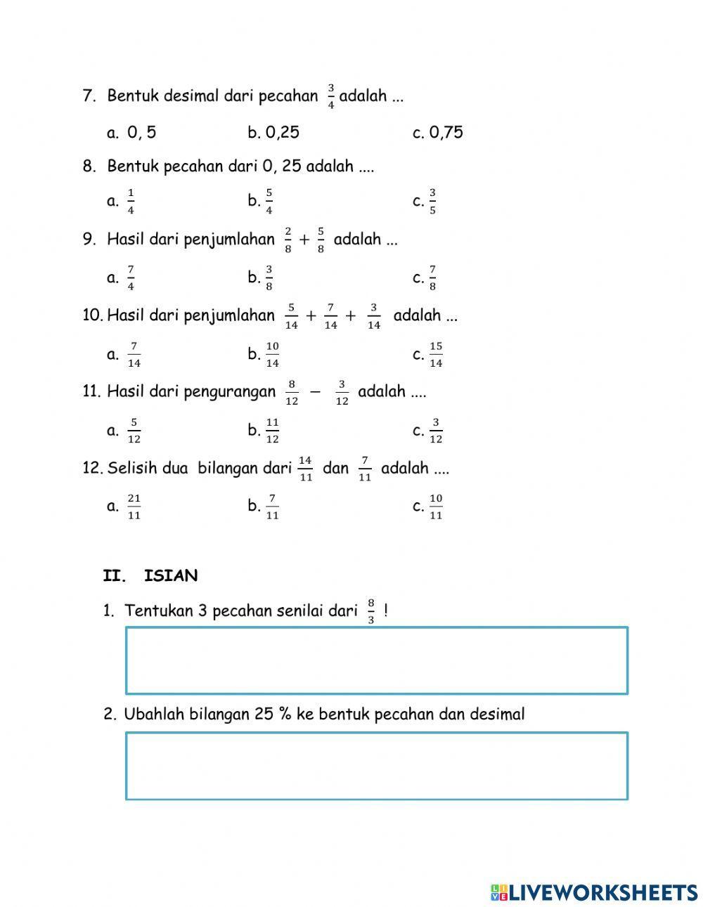 Evaluasi modul 1 matematika kelas 4