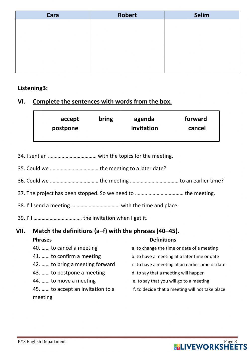 The 4th Quarter Examination(Listening)