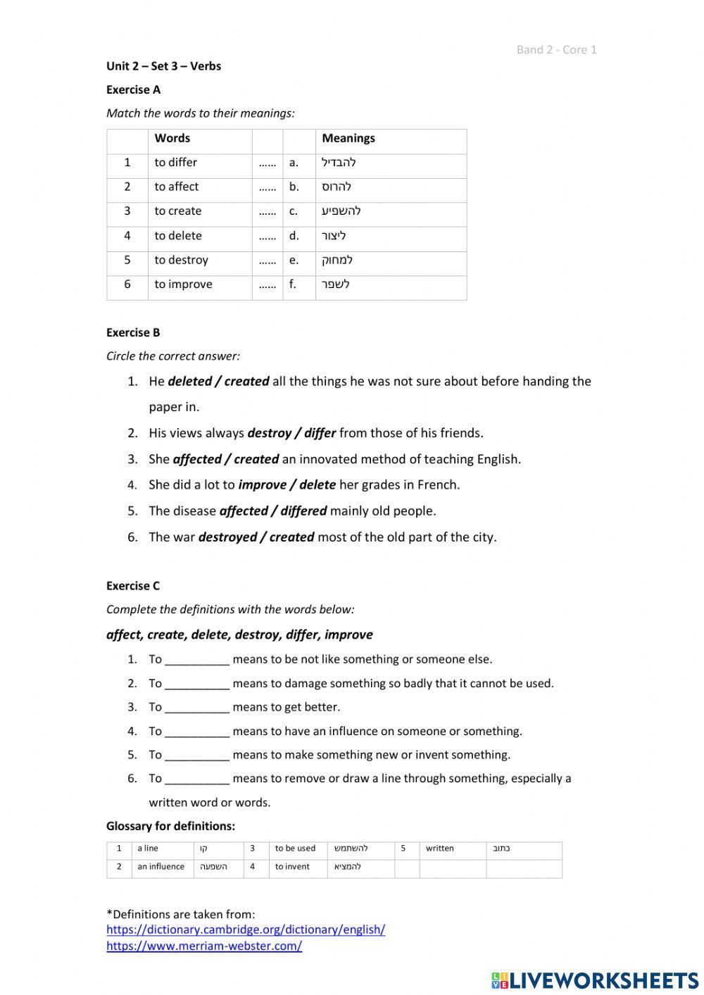 Band 2 (Core 1) - Unit 2 - Set 3