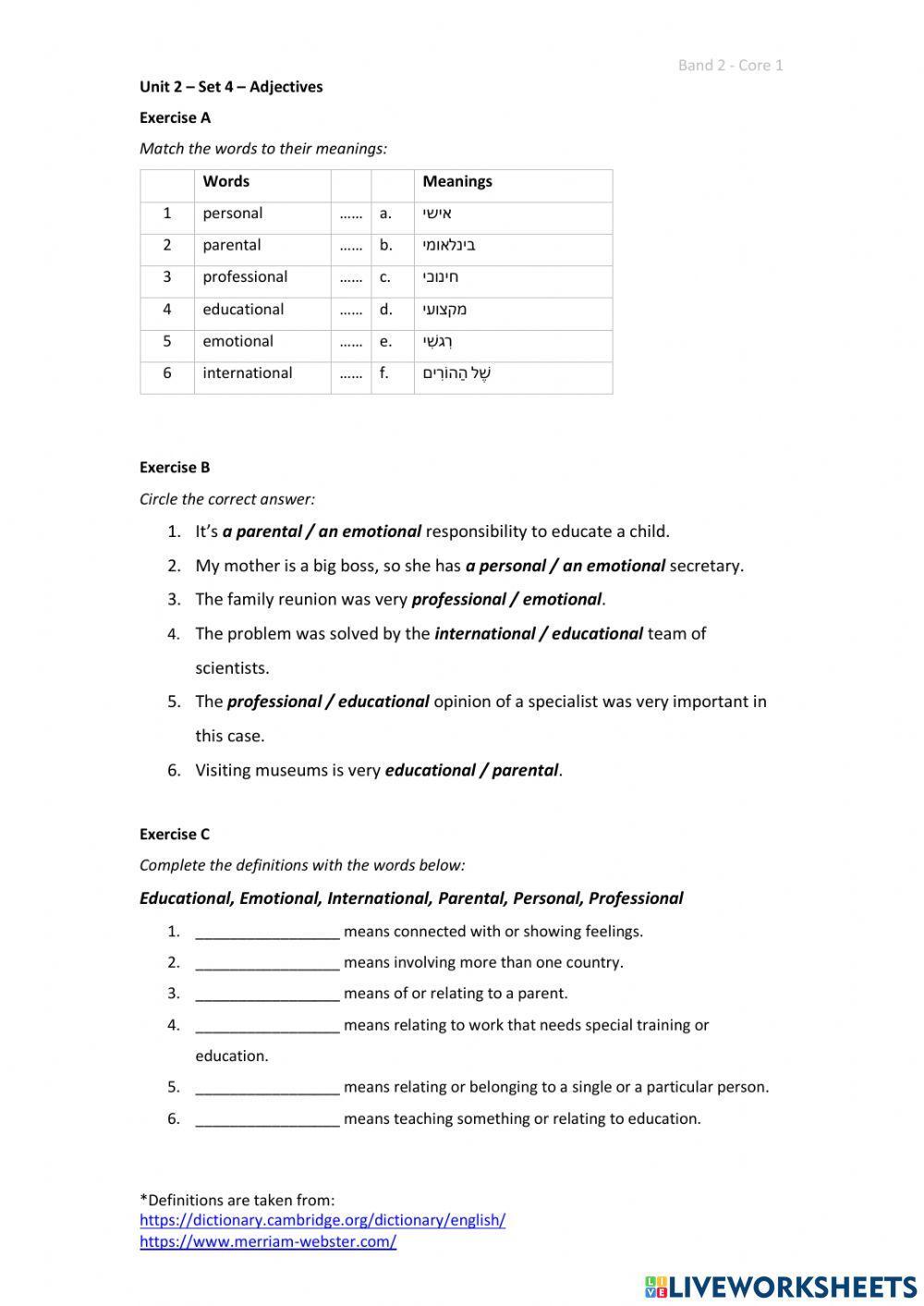 Band 2 (Core 1) - Unit 2 - Set 4