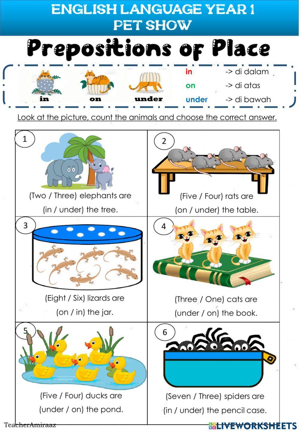 Pet Show - Prepositions of Place