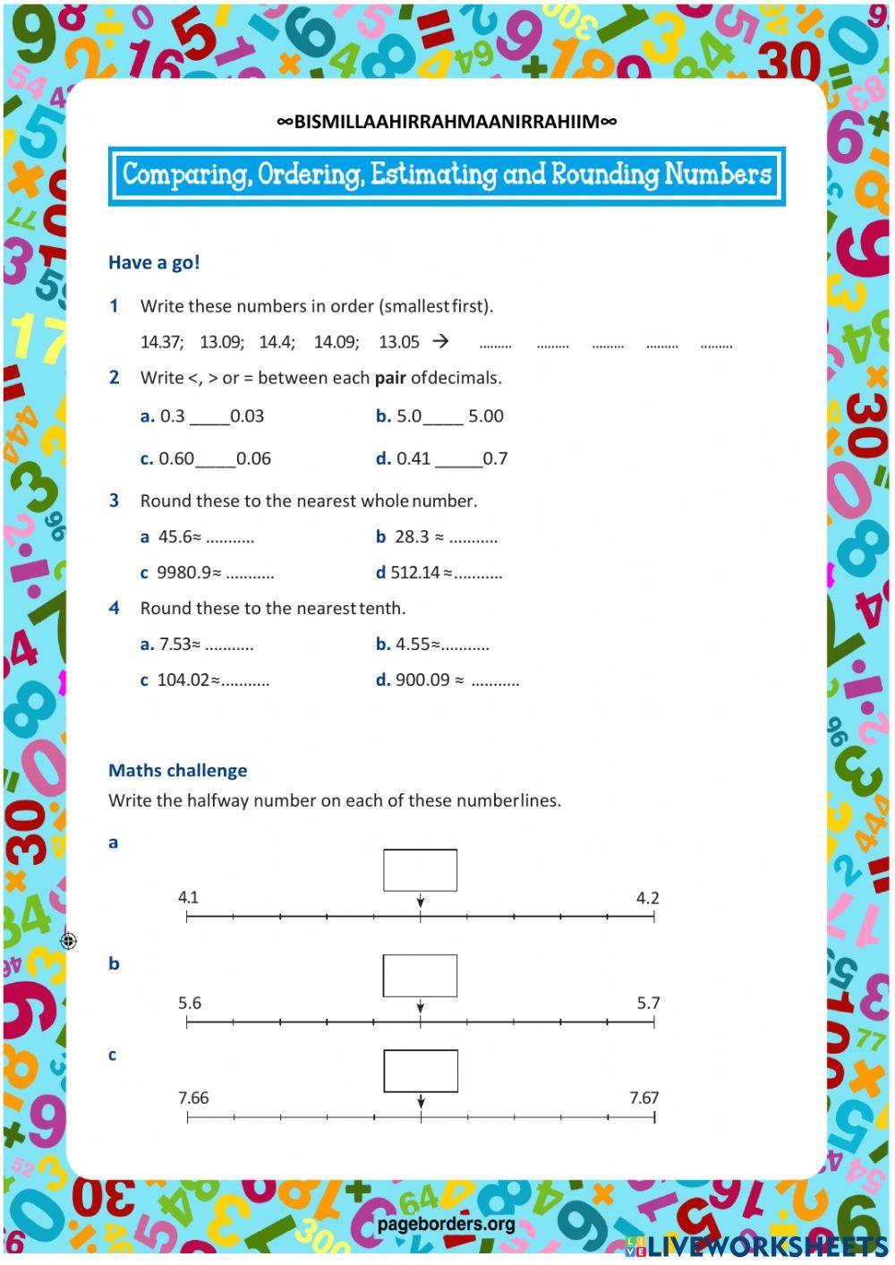 Comparing, Orderng Rounding